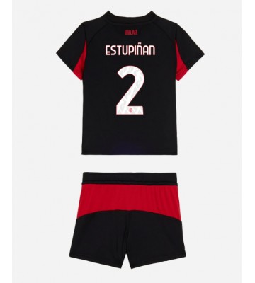 AC Milan Pervis Estupinan #2 Hjemmebanetrøje Børn 2025-26 Kortærmet (+ Korte bukser)